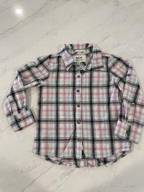 Ruum Girls Long Sleeve Button Down Shirt Ruffle Detail Size 4T
